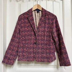 Vintage Gap Corduroy Career Pink Floral Lined Blazer. Size 12